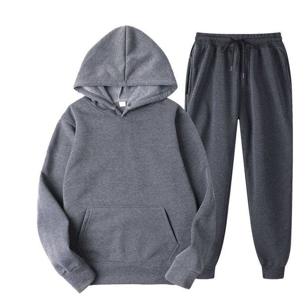 

men's and women's polar sweatpants with two oversized hoodies solid trousers for autumn winter, 2021, Gray