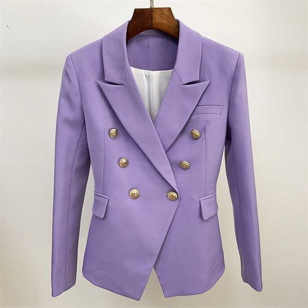 

est designer blazer women's classic lion buttons double breasted slim fit jacket lavender 211019, White;black