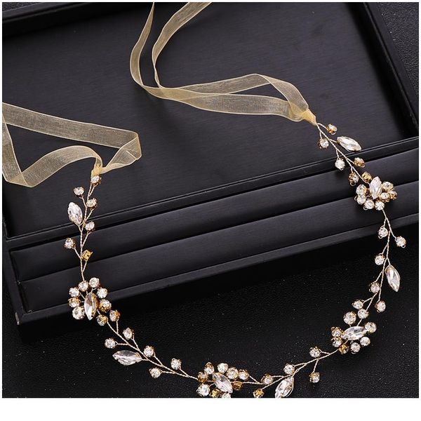 

new handmade wedding hair accessories gold headband rhinestone crystal headdress bride hair accessories princess party h qylrhm