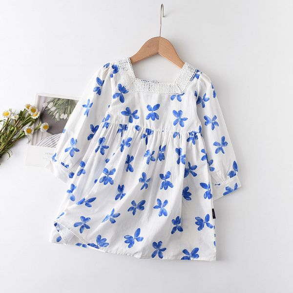

fashion elegant girls square collar dress princess baby girl clothes printing birthday party princess dresses wedding vestido, Red;yellow