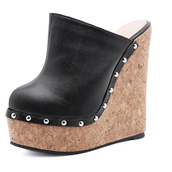

sandals rivet black wedges shoes for women platform heels 2021 high heel summer