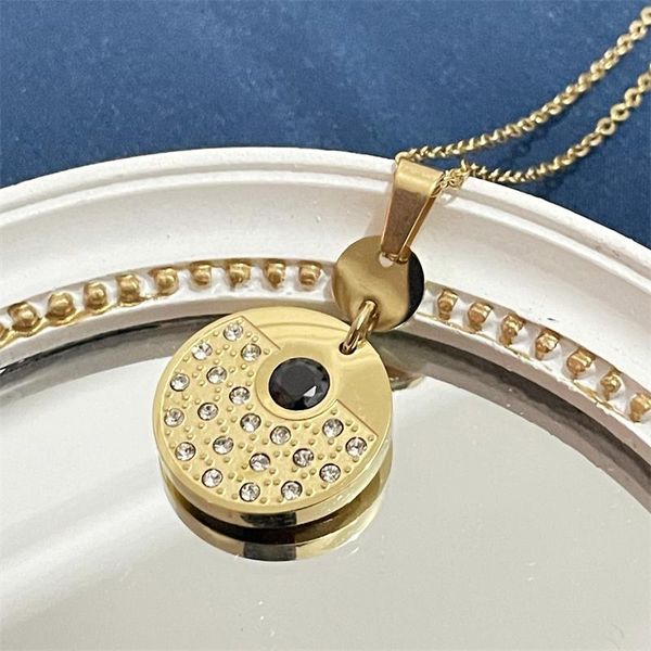 

earrings & necklace trendy exquisite women stainless steel elegant black zircon pendant fashion wild jewelry set party gift 2021, Silver