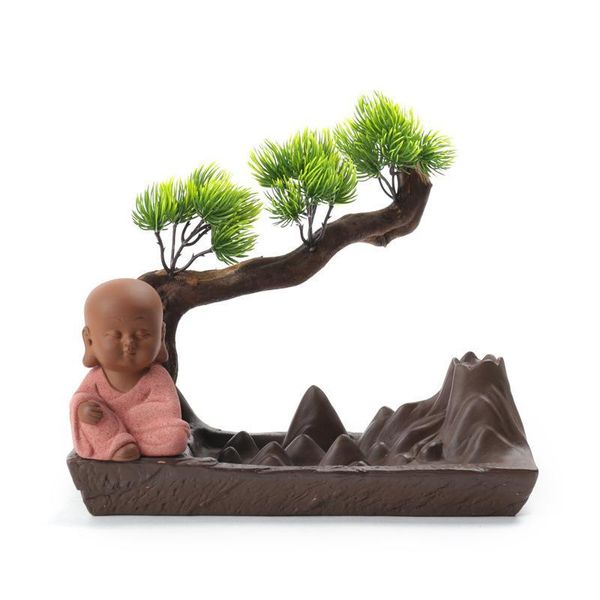 

fragrance lamps the little monk backflow incense burner smoke waterfall holder pine tree ceramic censer mountain river handicraft
