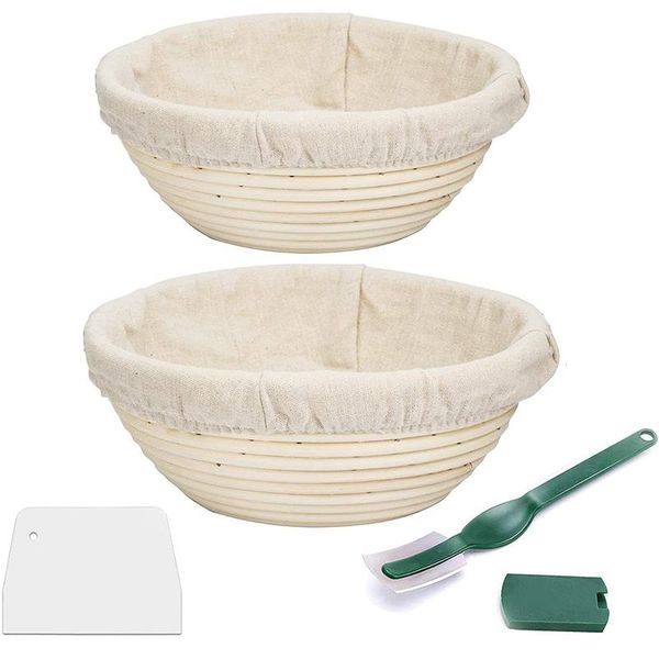

storage baskets 9 inch + 10 proofing basket, bread basket scraper lining cloth set
