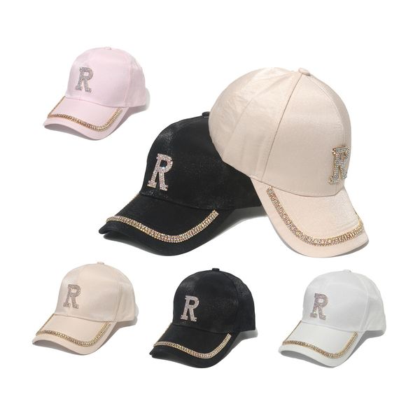 

2022 new set with r letter diamonds sun hat baseball cap adjustable, Blue;gray