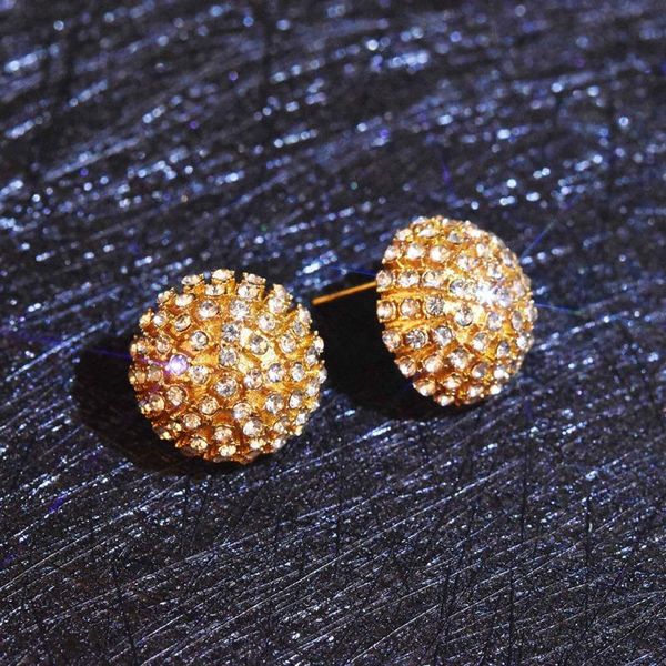 

stud earrings plated pavÃ© crystal round women luxury fashion wedding jewelry accessories, Golden;silver