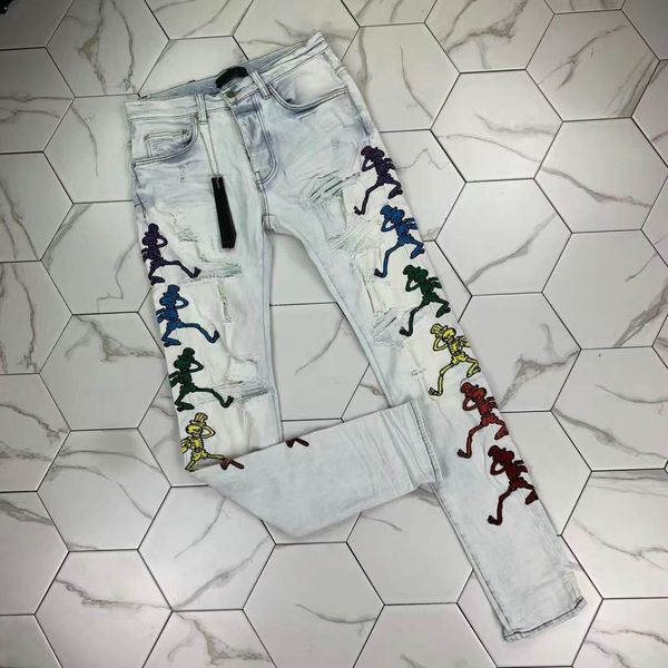 

ph365 men's distressed ripped skinny jeans fashion mens jeans slim motorcycle moto biker causal mens denim pants hip hop men jeans, Blue