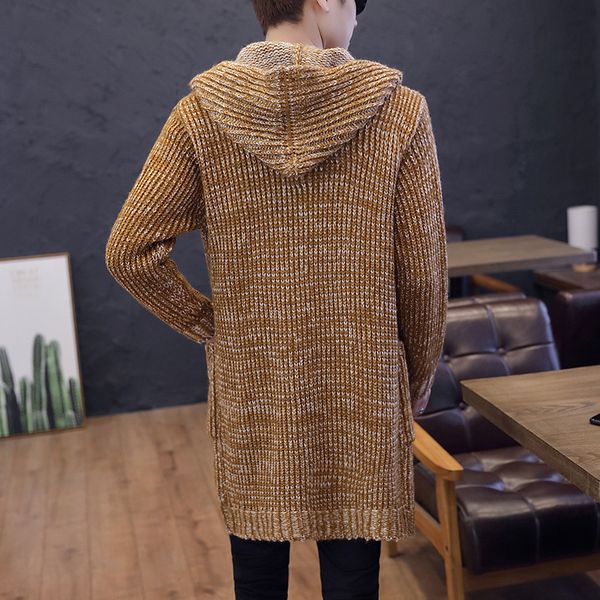

autumn #1332 spring 2021 knitted loose cardigan for men long sleeved with hooed kimono knitwear man swe k4sw, White;black
