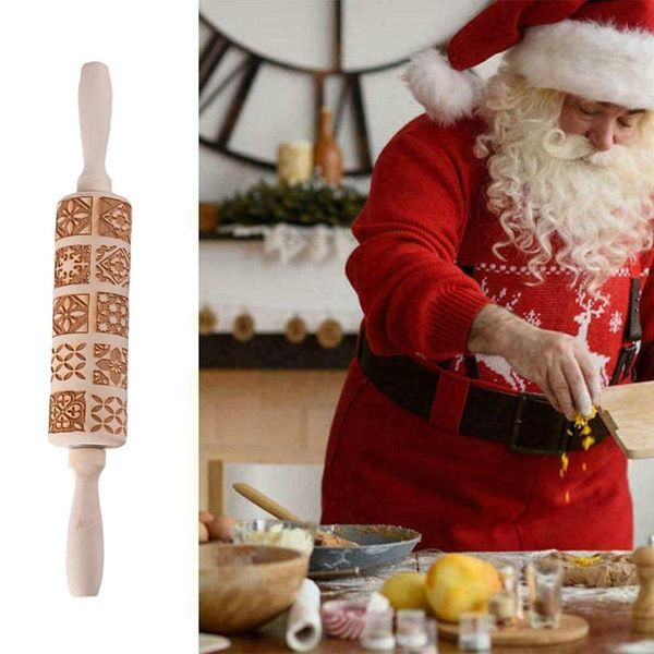 

rolling pins & pastry boards christmas elk printing pin wooden embossed tree heart snowflake bell cookie stick texture roller