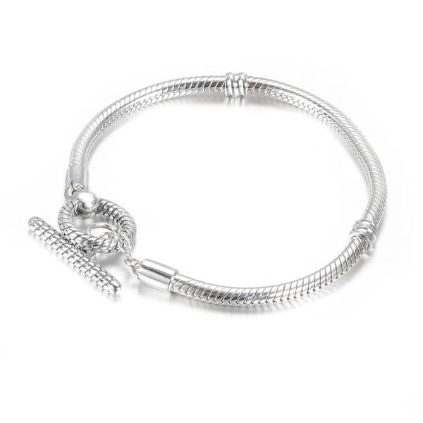 

charm bracelets s925 bead dangle bracelet for women moments t-bar clasp snake chain girl lady gift, Golden;silver