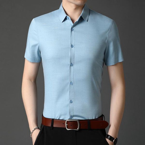 

men's casual shirts 2021 summer shirt men pure color short-sleeved lapel half-sleeved business clothes qwe9735, White;black