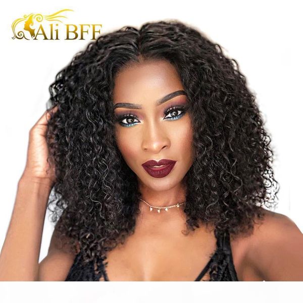 

kinky curly t part lace wigs human hair malaysia curly 9a grade remy hair for women preplucked with baby 13*6 wig, Black;brown