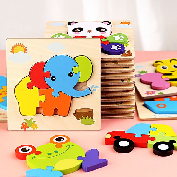 Baby Holz Tangram Formen Lernen Cartoon Tier Intelligenz Puzzle 3d Puzzle Spielzeug Für Kinder Bildungs Fabrik Beste 10 stücke großhandel