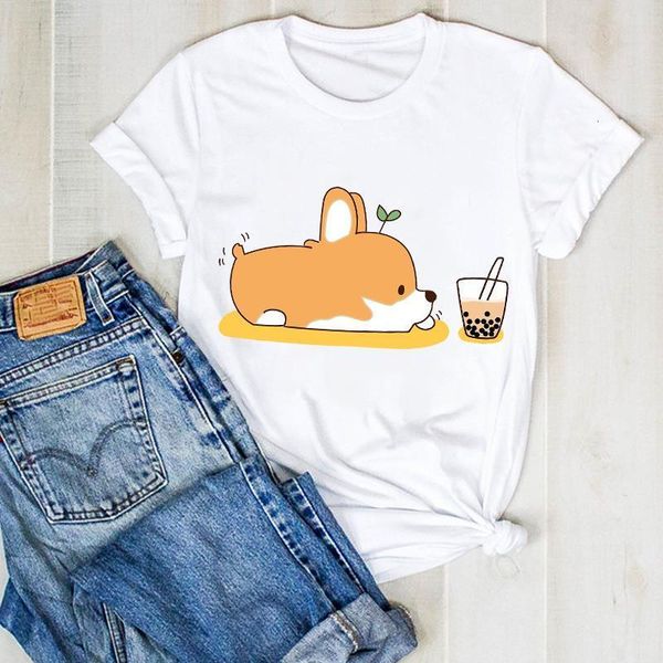 

delle donne della signora dog pet estate pug coffeee sveglio delle signore del fumetto vestiti graphic t tee maglietta delle don, White