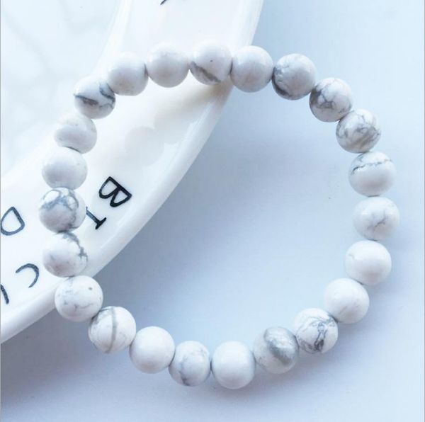 

charm bracelets 8mm matte glaze white howlite lucky gem stone mala beads strand meditation men & women jewelry, Golden;silver