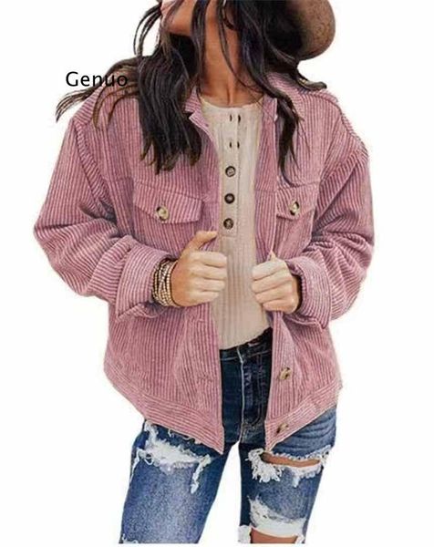 

women's jackets women solid autumn corduroy ribbed jacket single breasted long sleeve turn-down collar coats female vintage causal slim, Black;brown