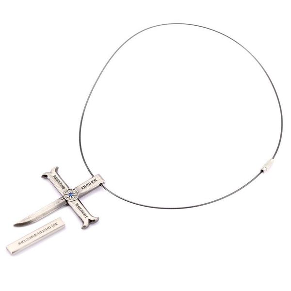 

pendant necklaces wholesale 5 pcs one piece japanese anime figue dracule mihawk alloy leather rope neck accessories for women men gifts, Silver