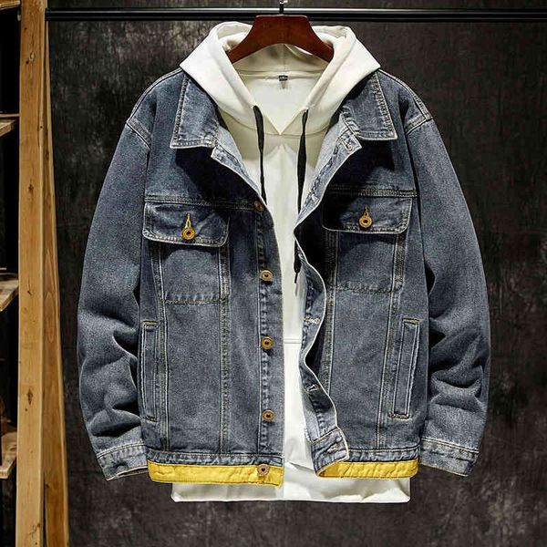 

men's jackets jaqueta jeans masculina, jaqueta de estilo europeu americano para outono e inverno, bordado, rasgada, casual 77sm, Black;brown