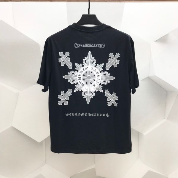

chao brand 2021 summer new ch cross embroidered sanskrit letter short sleeve t-shirt for men and women, White;black