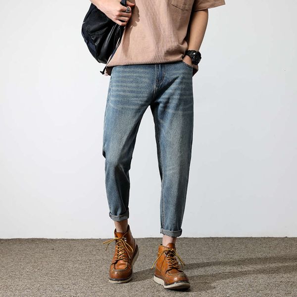 

handsome jeans summer thin loose harem trend small leg men's pants new capris 9, Blue