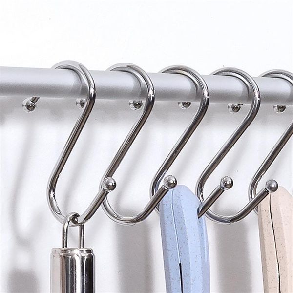 

hooks & rails 10pcs stainless steel s-shape hook kitchen bedroom multi-function railing s hanger clasp holder hanging storage tools