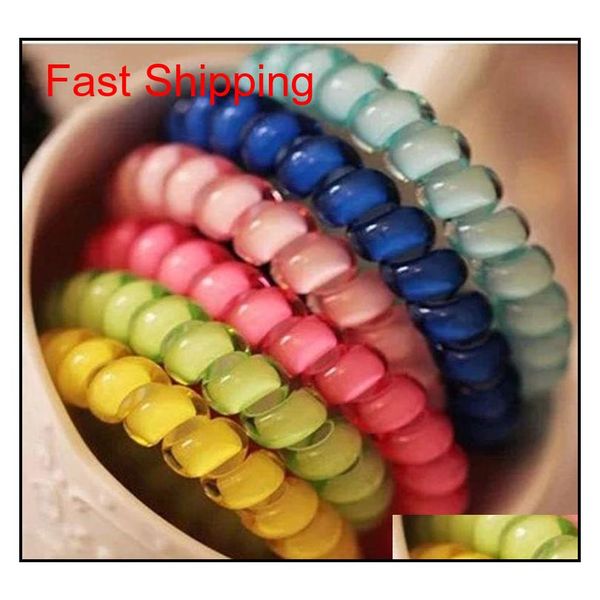 

new fashion telephone wire elastic hair bands rope hair ring tie gum spiral rubber bands hair qylvpu dh_seller2010, Silver