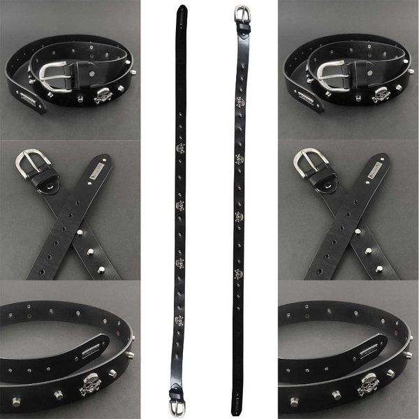 

belts 38mm rock punk genuine leather belt with skull for men #02, Black;brown