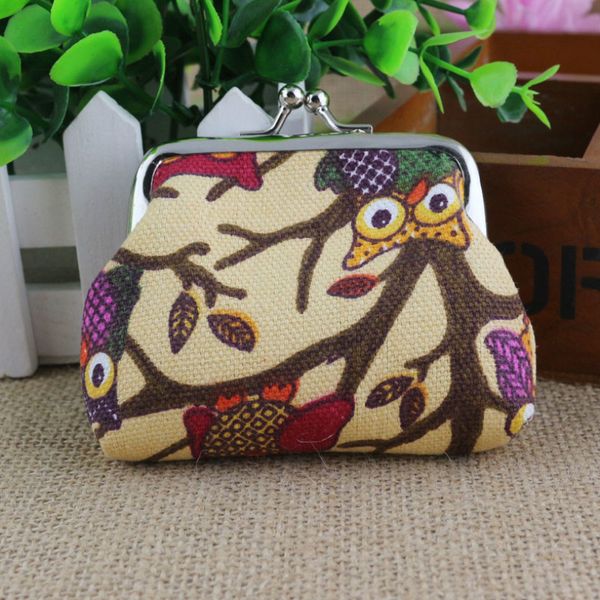 

brand new women girls fashion cute animal coin purses canvas bag small wallets owl coin clutch bag 2020 porte monnaie, Red;black