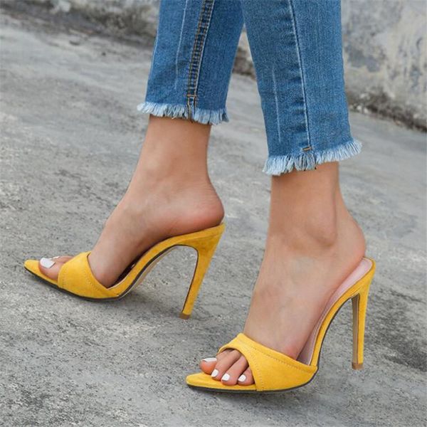 

women slippers stiletto women slippers mule pointed toe slides party shoes woman high heels sandals flip flops, Black