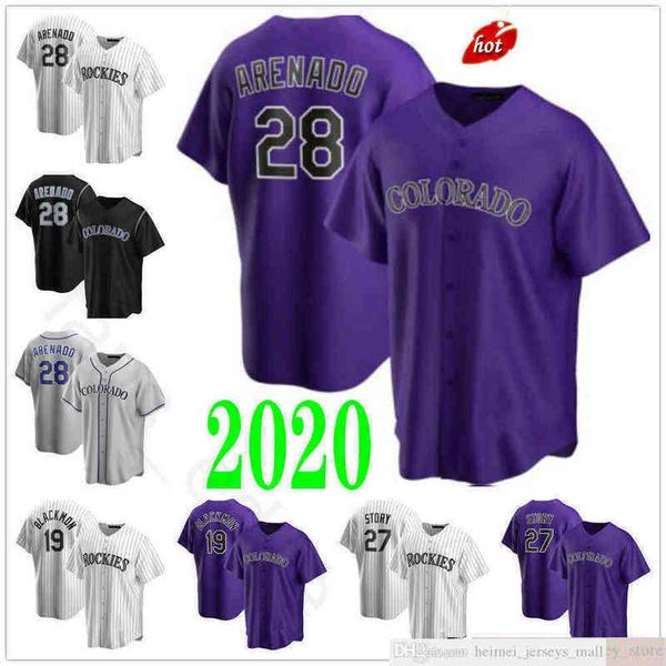 

2022 Man Women Youth Baseball Jerseys #28 Nolan Arenado 19 Charlie Blackmon 27 Trevor Story Stitched Home Road Purple White Jersey, As picture