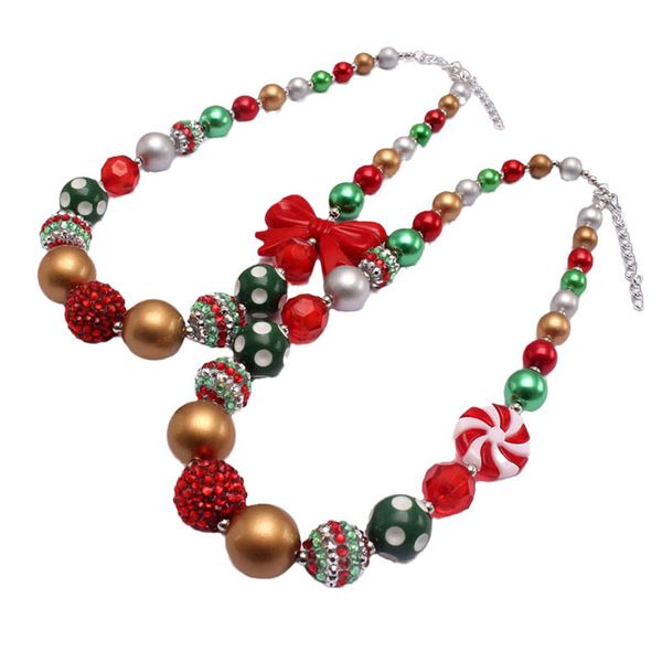 

girls necklaces pendants jewelry childrens accessories christmas children's bow lollipop little big beaded b9254, Red;brown