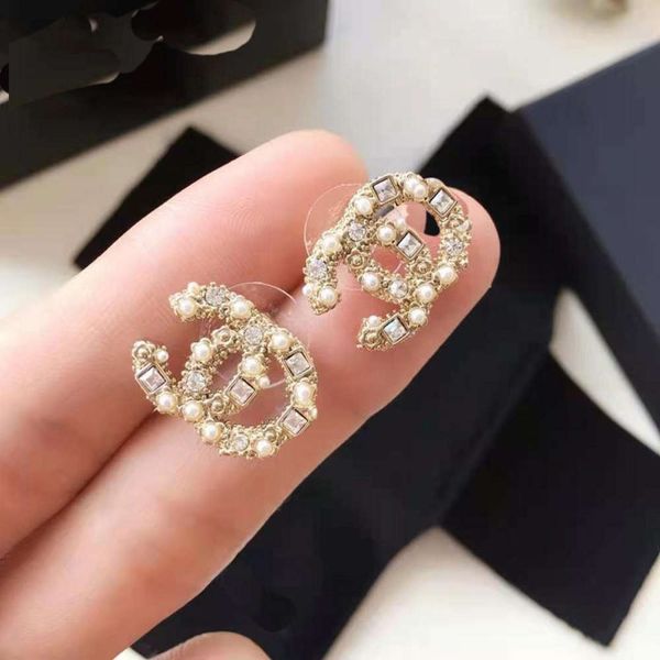 

xiangjia small fragrance pearl rhinestone earrings fashion simple earrings female