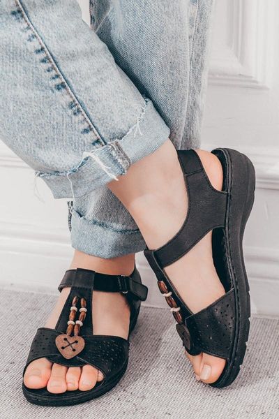 

sandals 22304 black genuine soft leather women 's