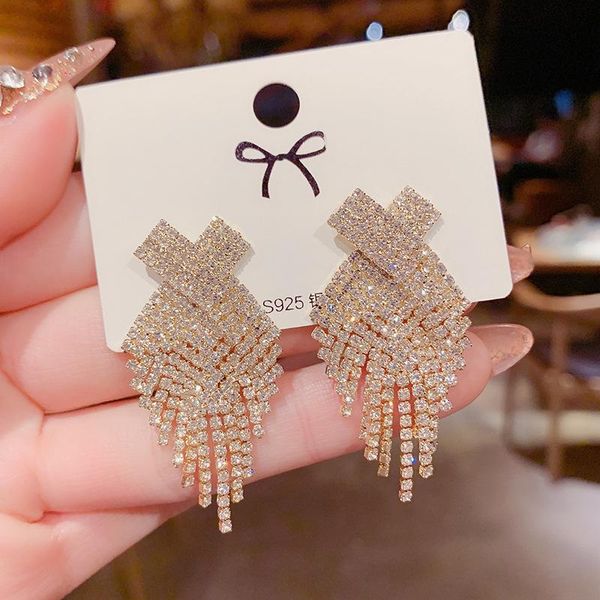 

dangle & chandelier fashion shiny full rhinestone angle heart charm earrings for women jewelry party collection accessories, Silver