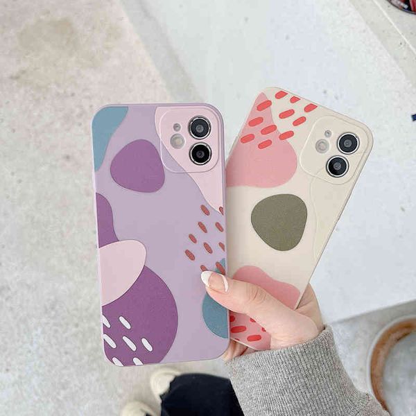 

mobile phone case and geometric graffiti abstract, liquid silicone back cover for iphone 11 12 pro x 8 7 plus