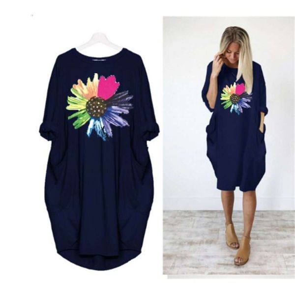 

2021colorful autumn and winter long sleeve loose large irregular dress, Black;gray