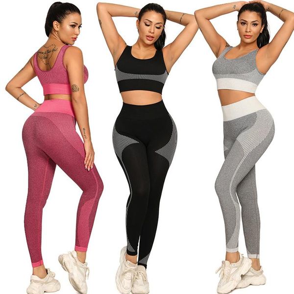 

yoga outfit bra + pants 2 pcs women leggings set workout gym high waist legging sports clothing fitness running sport