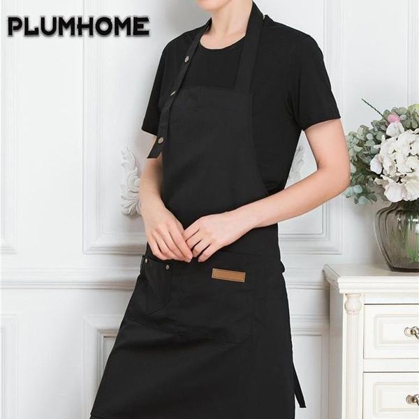 

solid cooking kitchen products apron for woman men chef waiter cafe shop bbq hairdresser aprons bibs kitchen accessories
