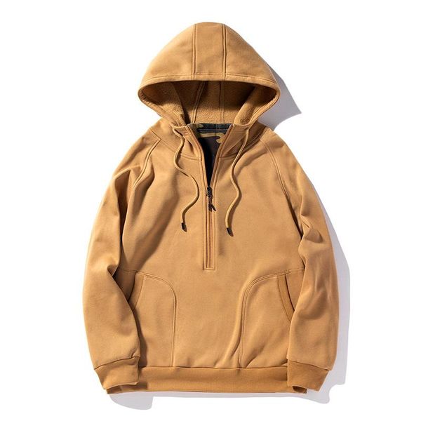 

men's hoodies & sweatshirts 2021 autumn and winter mens casual fashion men loose solid color pullover hooded fleece thickened sweater j, Black
