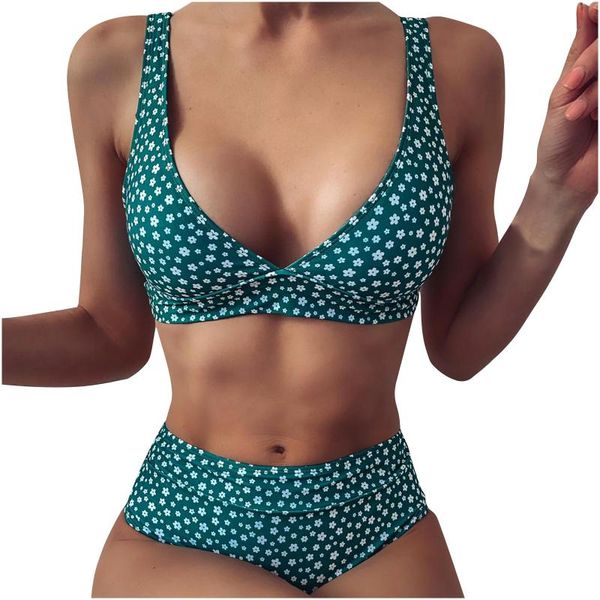 

women's swimwear 2021 high waist fashion bikini set swimsuit two piece filled print beachwear female bathing suit bather, White;black