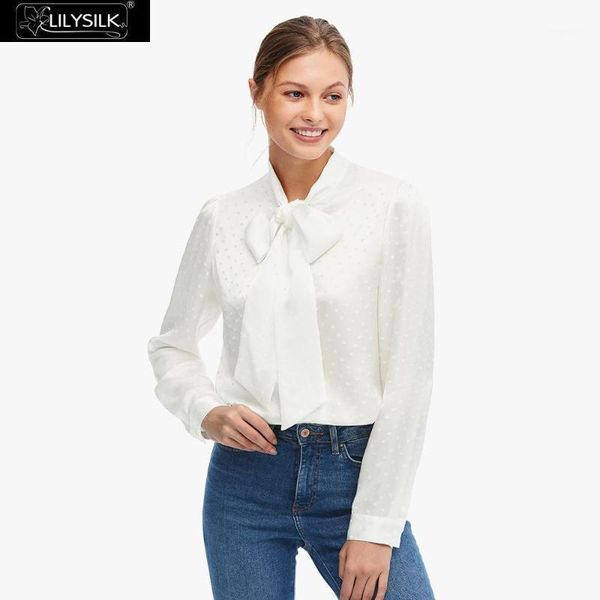 

lilysilk 16 momme silk shirt long sleeve soft nature women women's blouses & shirts, White