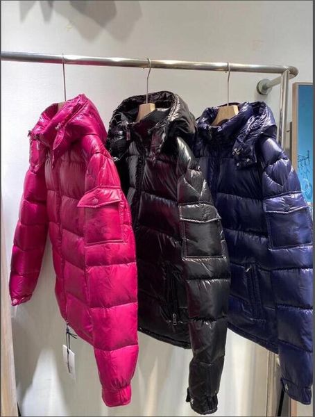 Homens/Mulheres Doule Design com Zíper Casaco com Capuz Grosso Jaqueta Quente Impermeável Parkas Cor Preto/Branco/Roxo