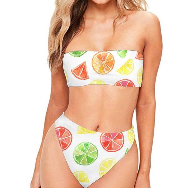 

women's swimwear floral swimsuit bikini tube two-piece plus size, White;black