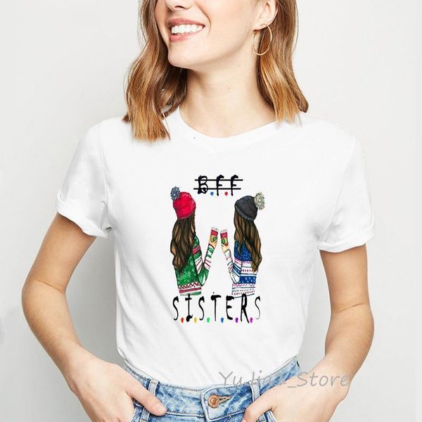 

bff sister white t-shirt femme tees summer fummy print t shirts friends t shirt women 90s cute