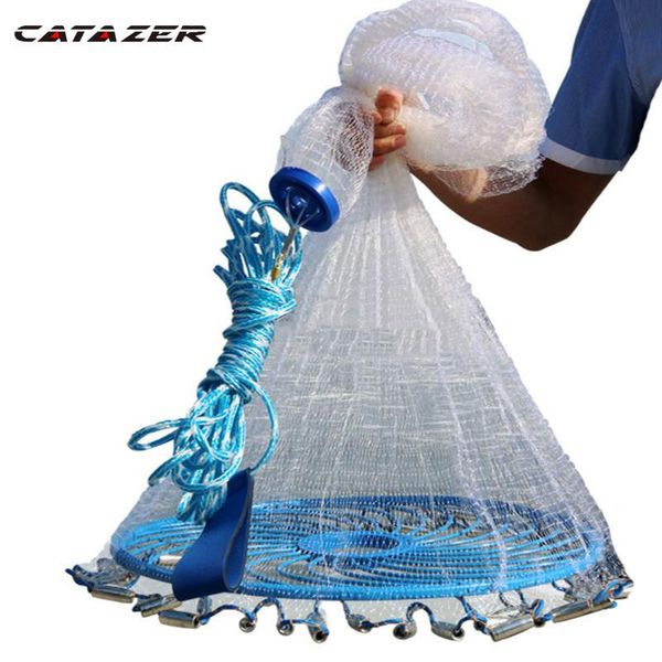

catazer deep hole cast net diameter 300cm 720cm american style old salt cast nets small mesh fishing net with rings