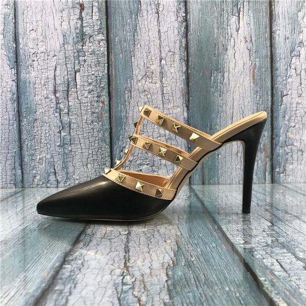 

dress shoes friczot women's gladiator sandals reel rivet slippers high heels ladies party, Black