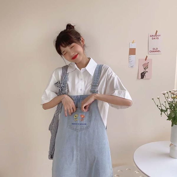 

women's blouses & shirts spring blouse women 2021 summer harajuku korean style fashion friends vintage button white shirt