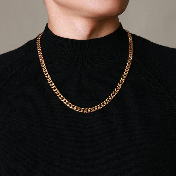 

chains hip hop gold color stainless steel necklace for man 7mm thick twisted chain necklaces fashion jewelry drop, Silver