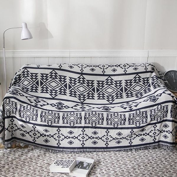 

bohemian sofa bed throw blanket knitted nordic style double sided home decorative chair towel dust cover travel tapestry blanket