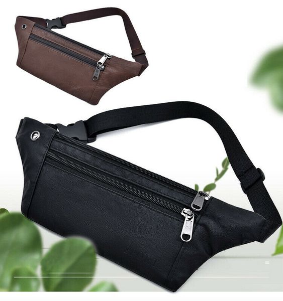 

new vintage sport waist fanny pack men pu leather belt waist bag chest tote purse portable